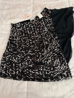 Dressbarn Black Sequin One-Shoulder Top Size PM